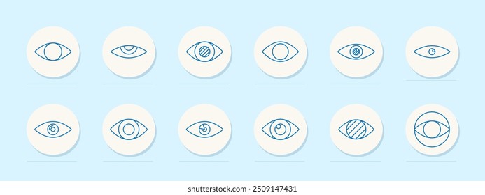 Eye symbol set icon. Open eye, closed eye, pupil, vision, iris, sight, look, visual, watch, observation, detail, focus, see, seeing, gaze, perspective