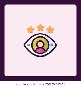 Eye symbol with stars above, a graphic representation of vision review