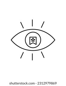 eye with tag icon, vector best line icon.