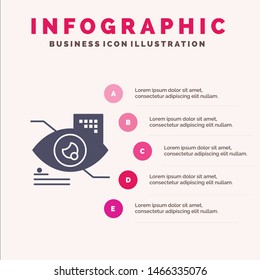 Eye, Tap, Eye tap, Technology Solid Icon Infographics 5 Steps Presentation Background. Vector Icon Template background