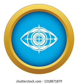 Eye and target icon blue vector isolated on white background for any design