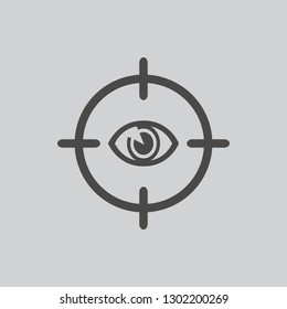 Eye target icon isolated sign symbol and flat style for app, web and digital design. Vector illustration.