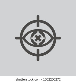 Eye target icon isolated sign symbol and flat style for app, web and digital design. Vector illustration.