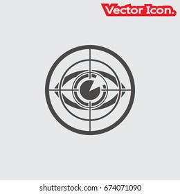 Eye target icon isolated sign symbol and flat style for app, web and digital design. Vector illustration.