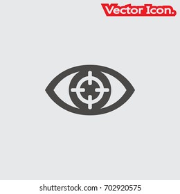 Eye target icon isolated sign symbol and flat style for app, web and digital design. Vector illustration.