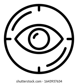 Eye target icon. Outline eye target vector icon for web design isolated on white background