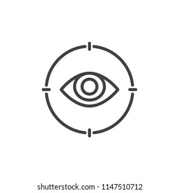 Eye Target outline icon. linear style sign for mobile concept and web design. Eye View simple line vector icon. Symbol, logo illustration. Pixel perfect vector graphics