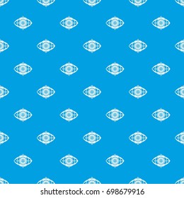 Eye and target pattern repeat seamless in blue color for any design. Vector geometric illustration