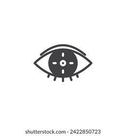 Eye and target vector icon. filled flat sign for mobile concept and web design. Vision and mission glyph icon. Symbol, logo illustration. Vector graphics