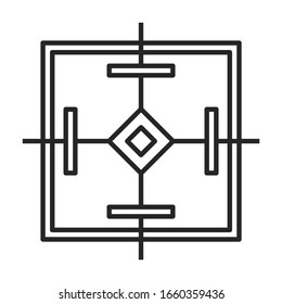 Icono vectorial de objetivo.Icono vectorial de esquema aislado en blanco de fondo objetivo.