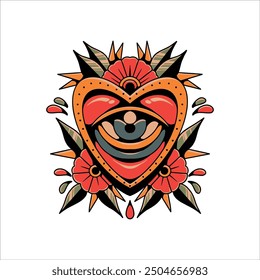 Diseño de Vector de ilustración de tatuaje de ojos