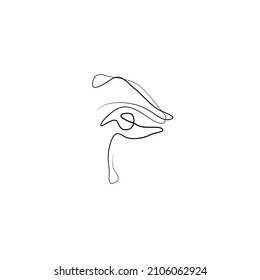 Eye With A Tear Continuous Line Drawing, Tattoo, Print For Clothes And Logo Design, Silhouette Single Line On A White Background, Isolated Vector Illustration.