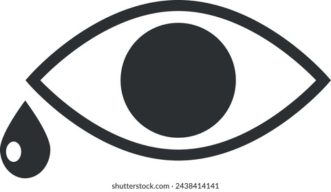 Eye with tear drop black icon. Crying logo