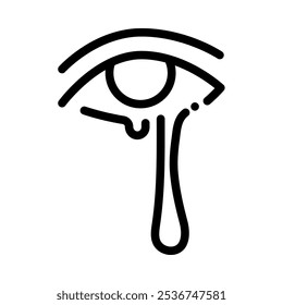 Eye with tear drop. Outline style. Vector. Isolate on white background.