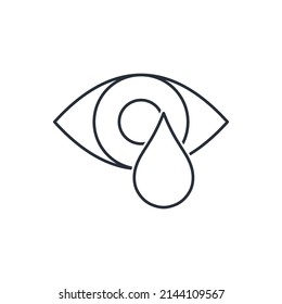 Eye and tear. Empathy, human compassion. Vector linear icon isolated on white background.