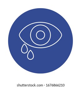 eye with tear, line block style icon vector illustration design
