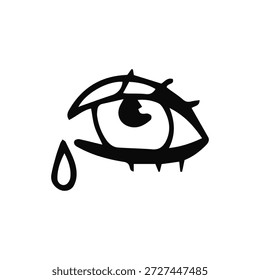 Auge mit Träne, lineare Skizze