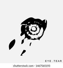 eye with a tear logo. Hand drawn. Grunge style. Mogern design