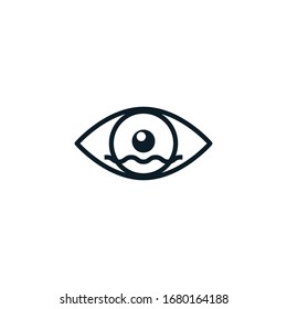 Ojos con iconos de contorno de lágrima. Ilustración vectorial. Trazo editable. Icono aislado adecuado para web, infografías, interfaz y aplicaciones.