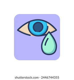 Icono de línea delgada de lágrima ocular. Tristeza, mira, señal de contorno de visión. Oftalmología y concepto de salud. Ilustración vectorial, elemento simbólico para Diseño web y App