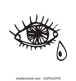 eye with a tear vector sketch