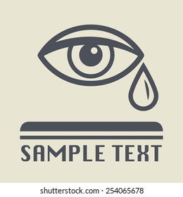 Eye And Teardrop Icon Or Sign, Vector Illustration