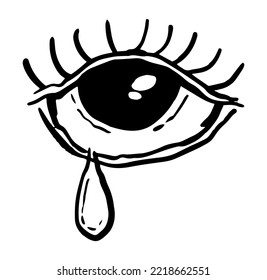 Eye tears hand drawn illustration vector. 