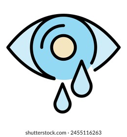 Eye tears icon. Outline eye tears vector icon color flat isolated on white