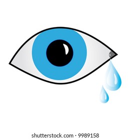 Eye and tears. An illustration, isolation on the white.