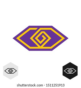 Eye tech cornered logo. Geometric lines technical or tribal eye symbol.