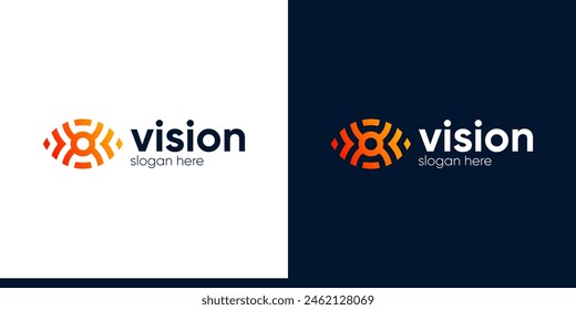 Eye tech logo design. Global vision logotype design graphic symbol icon vector.