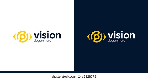 Diseño de logotipo de tecnología ocular. Vector de iconos de símbolos gráficos de diseño de logotipo de visión global.