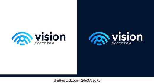 Eye tech logo design. Global vision logotype design graphic symbol icon vector.