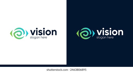 Diseño de logotipo de tecnología ocular. Vector de iconos de símbolos gráficos de diseño de logotipo de visión global.