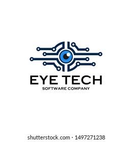 Eye tech logo design , eye symbol icon , software logo ,Vector illustration