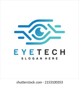 Eye tech logo design , eye symbol icon , software logo ,Vector illustration. Digital eye creative symbol concept.