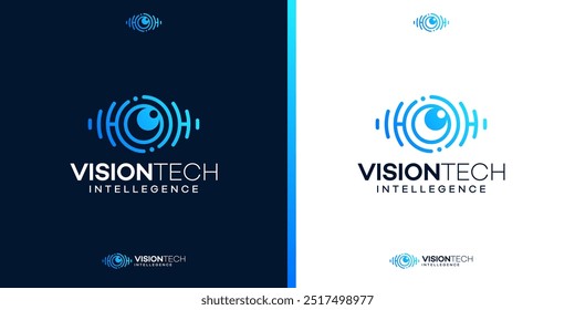 Eye tech logo design vector. Digital eye creative symbol concept. Cyber ​​vision, circuit board abstract business logo.