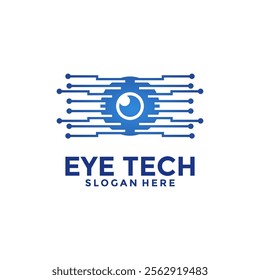 Eye tech logo vector design template. Modern Circuit with Eye logo icon. Vision Futuristic logo design concept