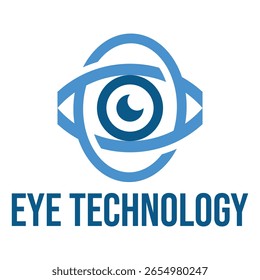 Diseño de logotipo minimalista plano de tecnología ocular