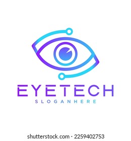 Eye technology logo design, eye symbol icon, software logo, vector illustration. Digital eye creative symbol concept.