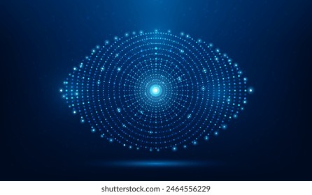 eye technology network cyberspace dot connect. research data. Eye scan to verify identity and security. vector illustration fantastic hi-tech design. 