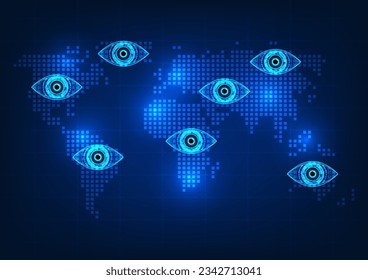 tecnología visual colocada en el mapa mundial de cada continente. Es una ilustración vectorial. La tecnología conceptual puede proporcionar acceso a la información en todo el mundo. Lugar y cultura