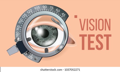 Eye Test Banner Vector. Vision Correction. Optometrist Check. Trail Frame. Exam Illustration