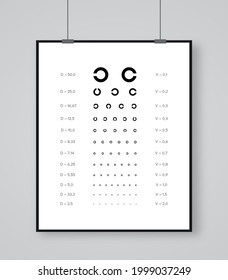 Eye Test Chart With Circle - Landoldt C, Golovin-Sivtsev Table. Vector Illustration 10 Eps