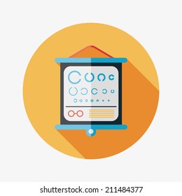eye test chart flat icon with long shadow