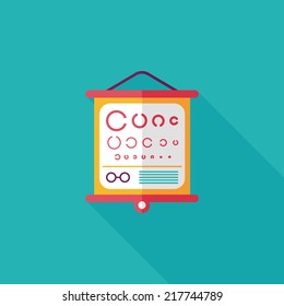eye test chart flat icon with long shadow