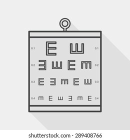 Eye Test Chart Flat Icon With Long Shadow, Line Icon