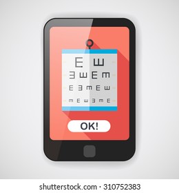 eye test chart flat icon with long shadow,eps10