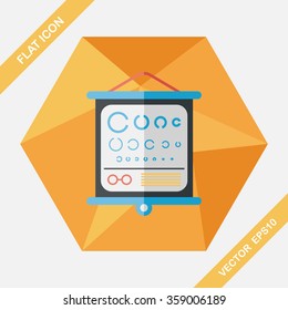 eye test chart flat icon with long shadow