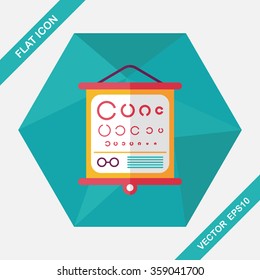 eye test chart flat icon with long shadow